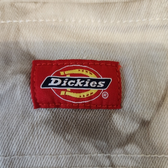 DICKIES Cream Tan Tie Dye Denim Shorts Cuffed Hem Stretchy Festival Size 11 / 30 - Picture 14 of 16